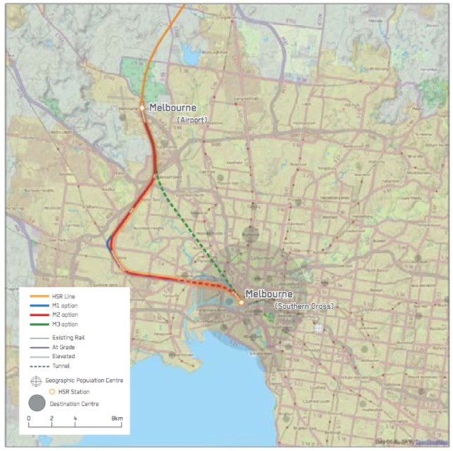 Beyond Zero Emissions' proposed entry corridor into Melbourne. Image: BZE 14, page 68