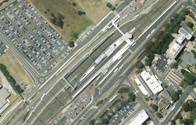 Campbelltown Station showing extensive development. Image: Google Maps