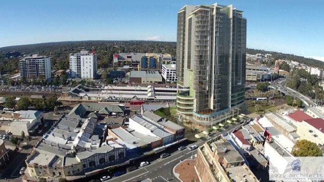 Real-estate developments, such as this residential tower proposal near Hornsby Station, are typical examples of positive value capture. Image: Ezzy Architects via Daily Telegraph.